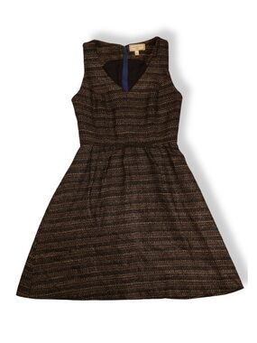 Anthropologie Moulinette Soeurs Dress Size 2 Textured Brown Fit Flare Pockets